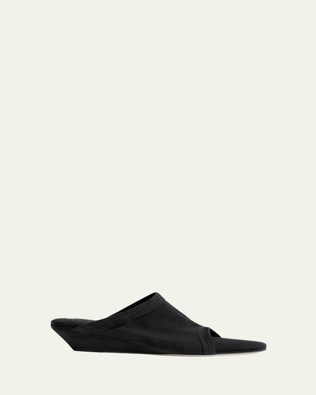 Stretch Cotton Wedge Slide Sandals